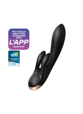 Vibromasseur rabbit noir double stimulation clitoris Double Flex Satisfyer - CC597809